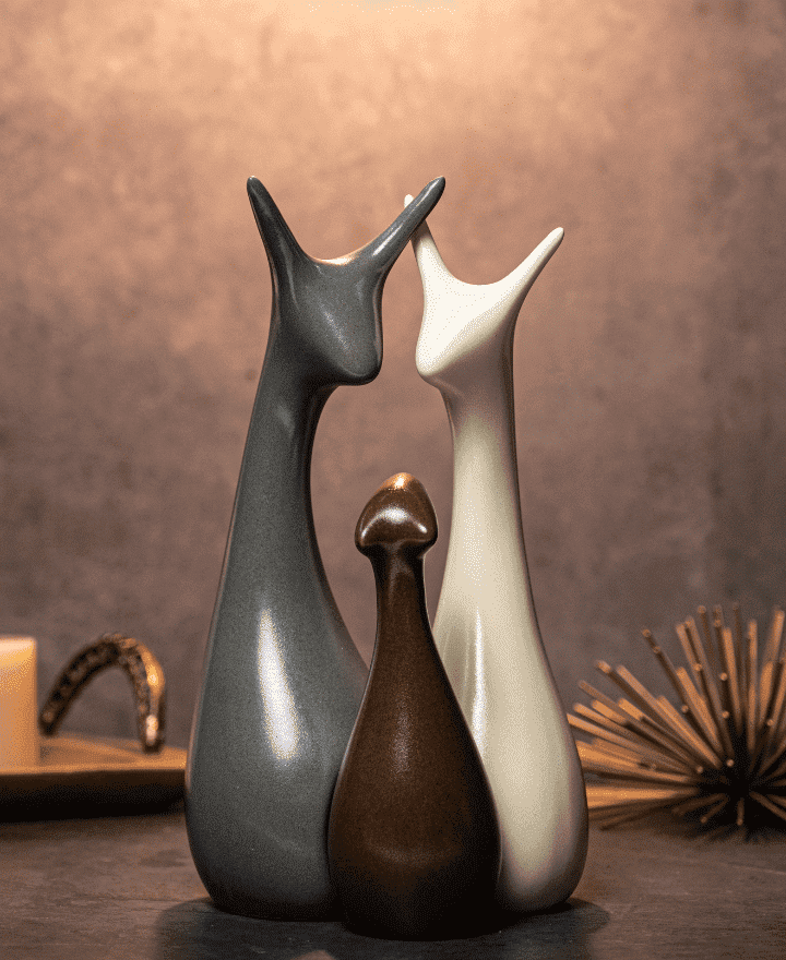 Lucky Deer Family Showpiece (Grey Pack of 3 )