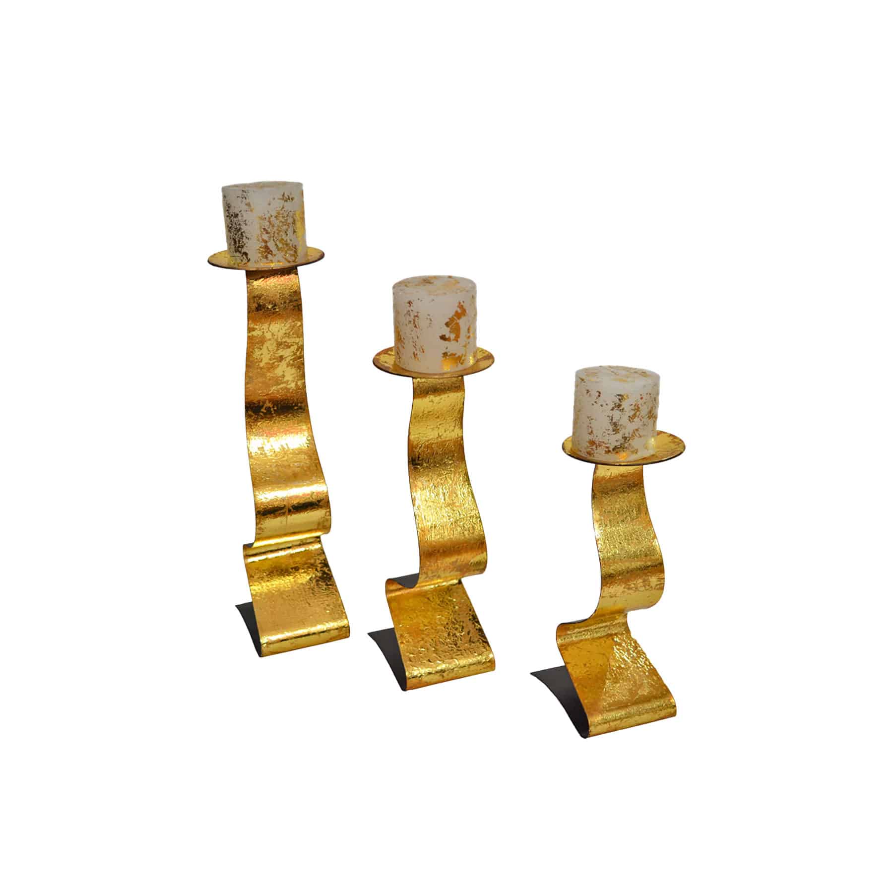 Leafing Candle Holder Gold