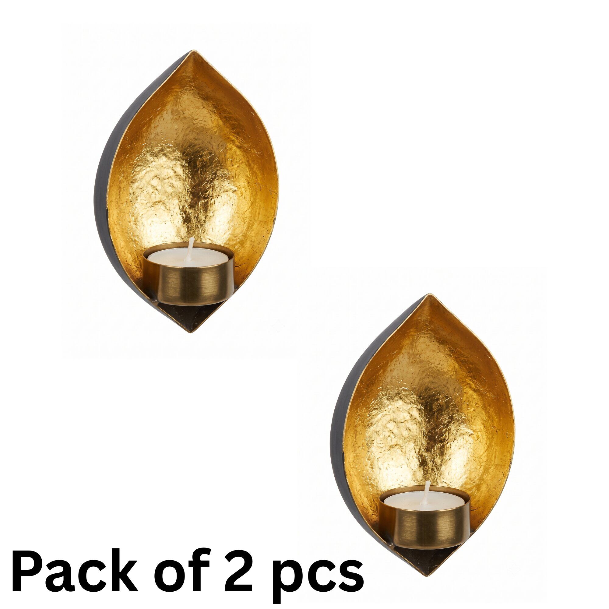 2 Gold Drop Shape Wall Candle Holder Set of 2 for Home Decor