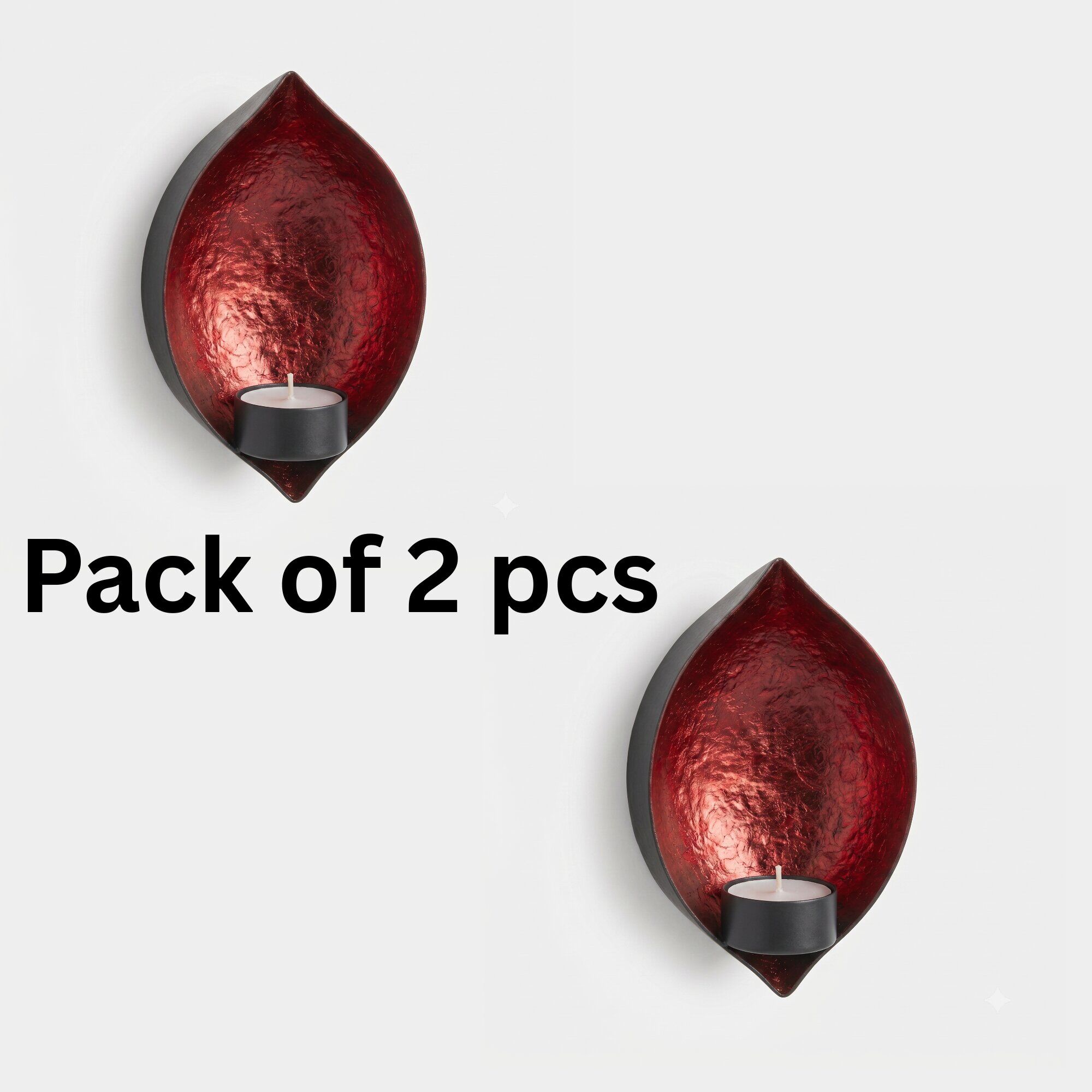 36 Red Drop Shape Wall Candle Holder Set of 2 for Home Decor