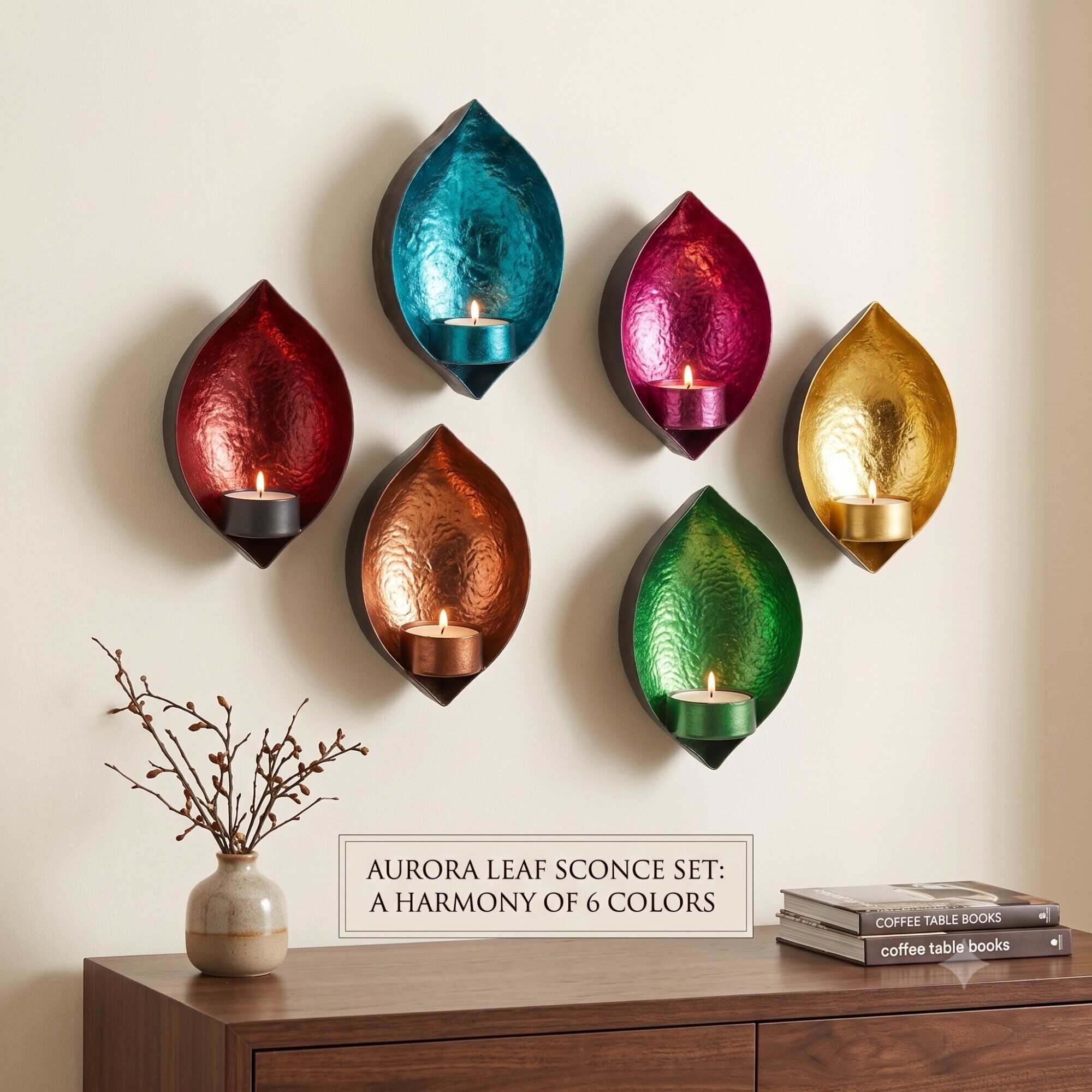 42 Multicolor Drop Shape Wall Candle Holder Set of 2 for Home Decor