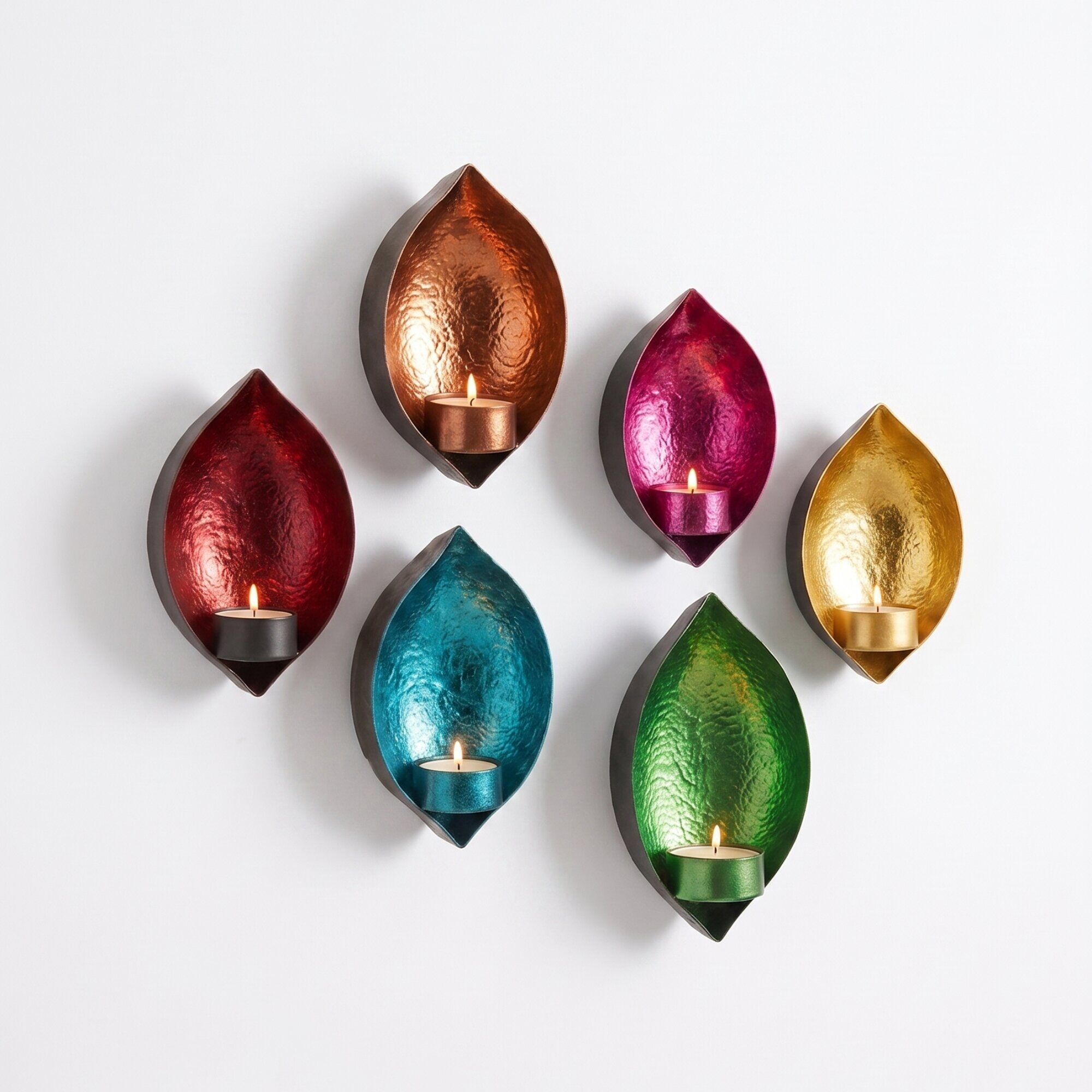 43 Multicolor Drop Shape Wall Candle Holder Set of 2 for Home Decor