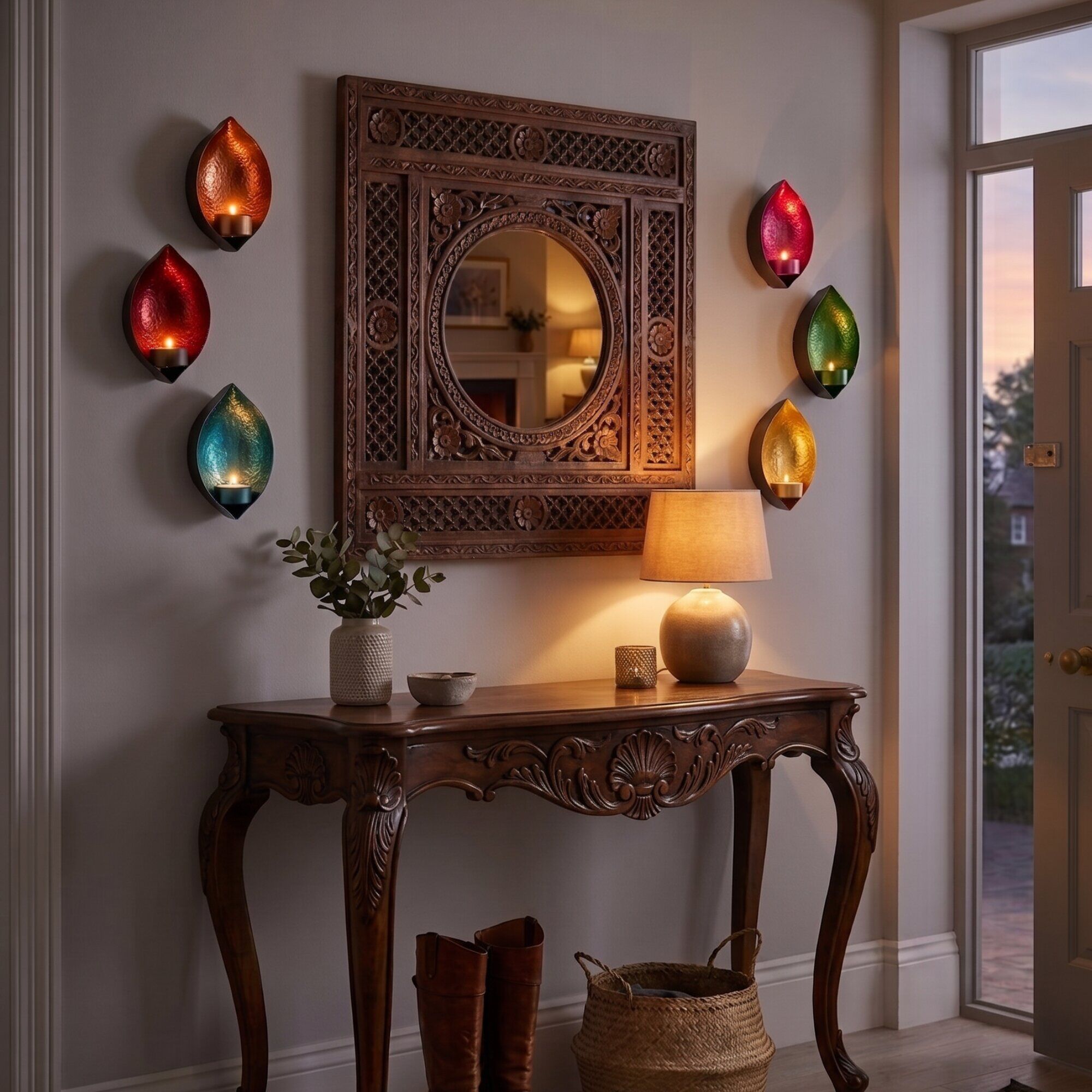 KAT-101 -6-2 Multicolor Drop Shape Wall Candle Holder Set of 2 for Home Decor