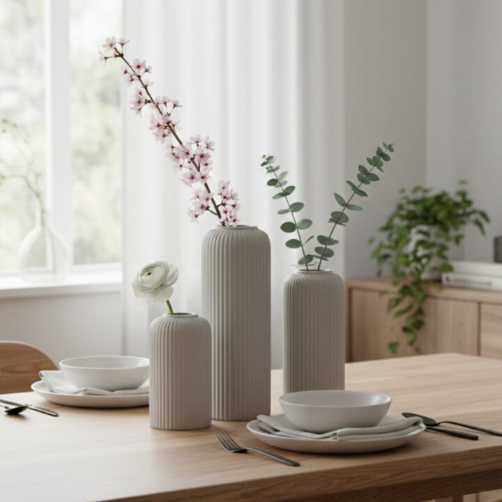 Grey Ceramic Flower Vase