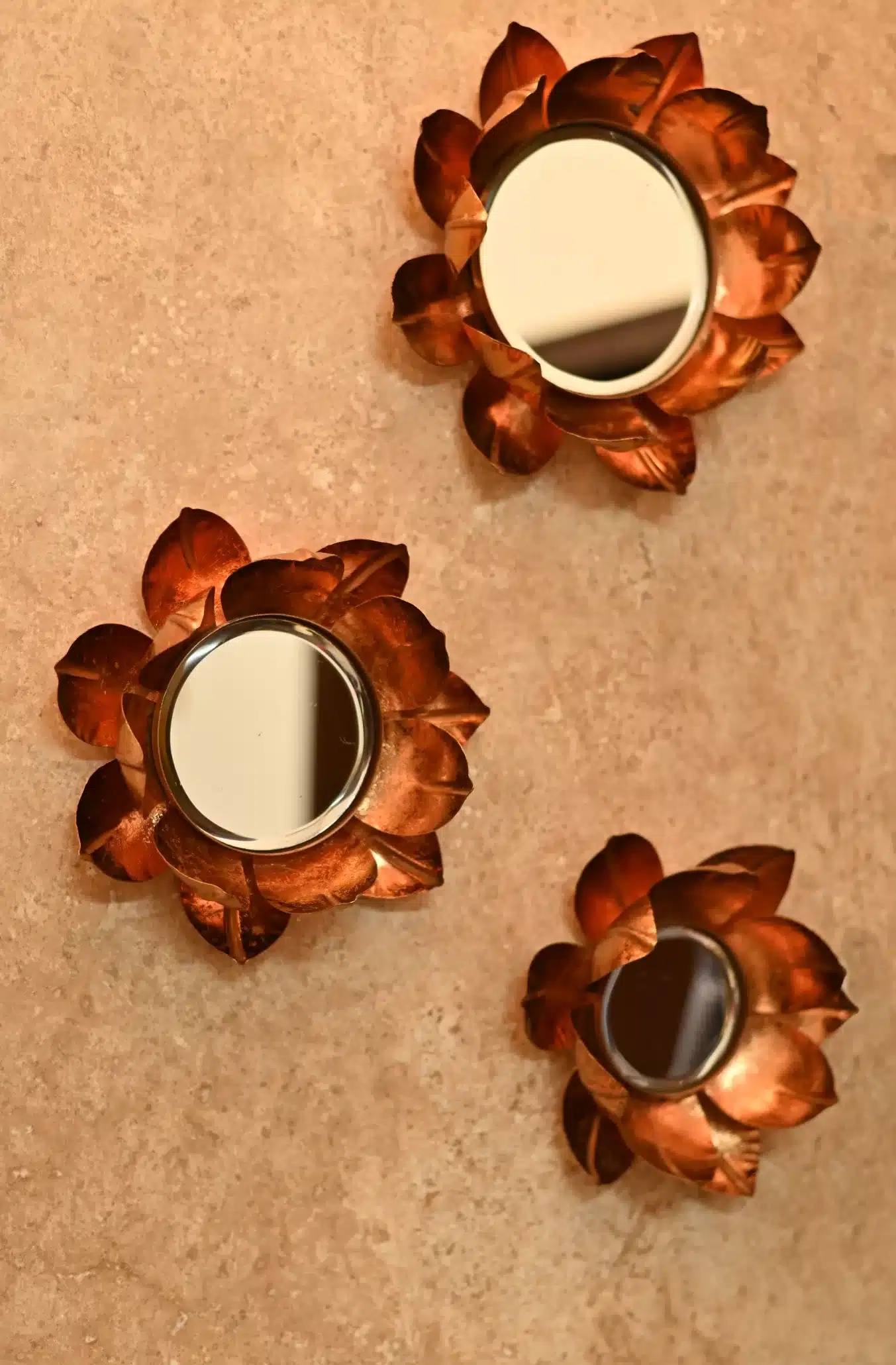 Lotus Mirror Set of 3 pcsCopper leafing