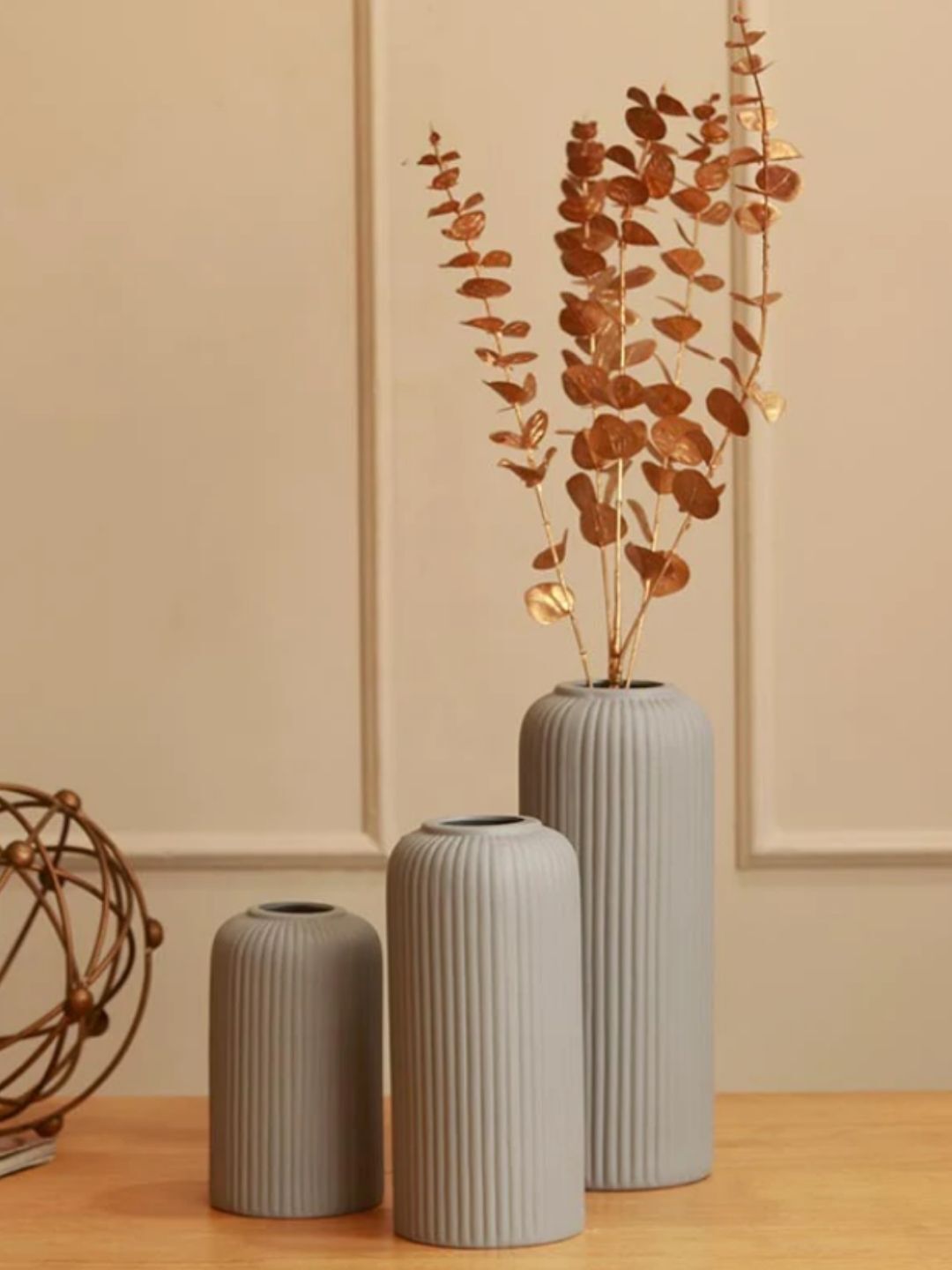 White flower vase, ceramic vase, flower vase for living room, home decor items Medium flower vase