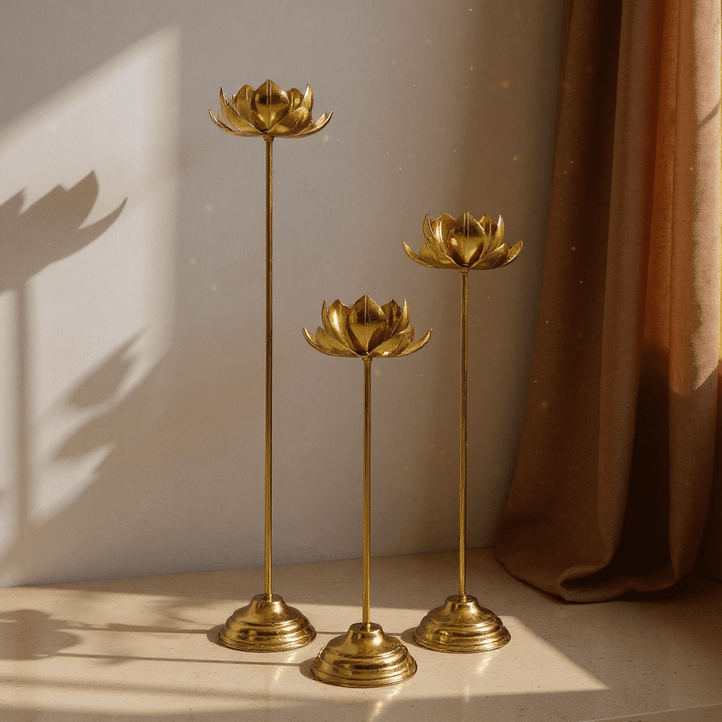 pedistal lotus, candle holder, floor candle stand, home decor items