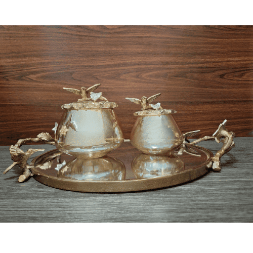Decorative Tray Designer Glass Containers set of 3 pc