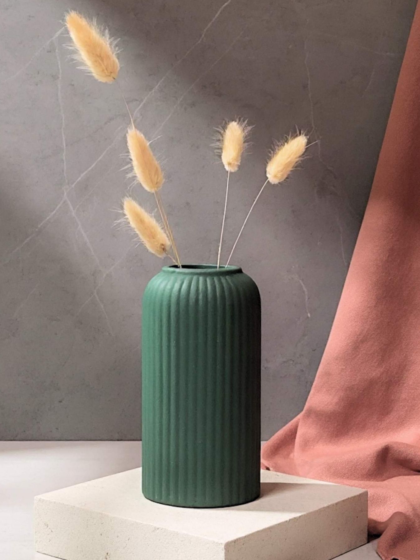 dark Green flower vase, ceramic vase, flower vase for living room, home decor items small flower vase