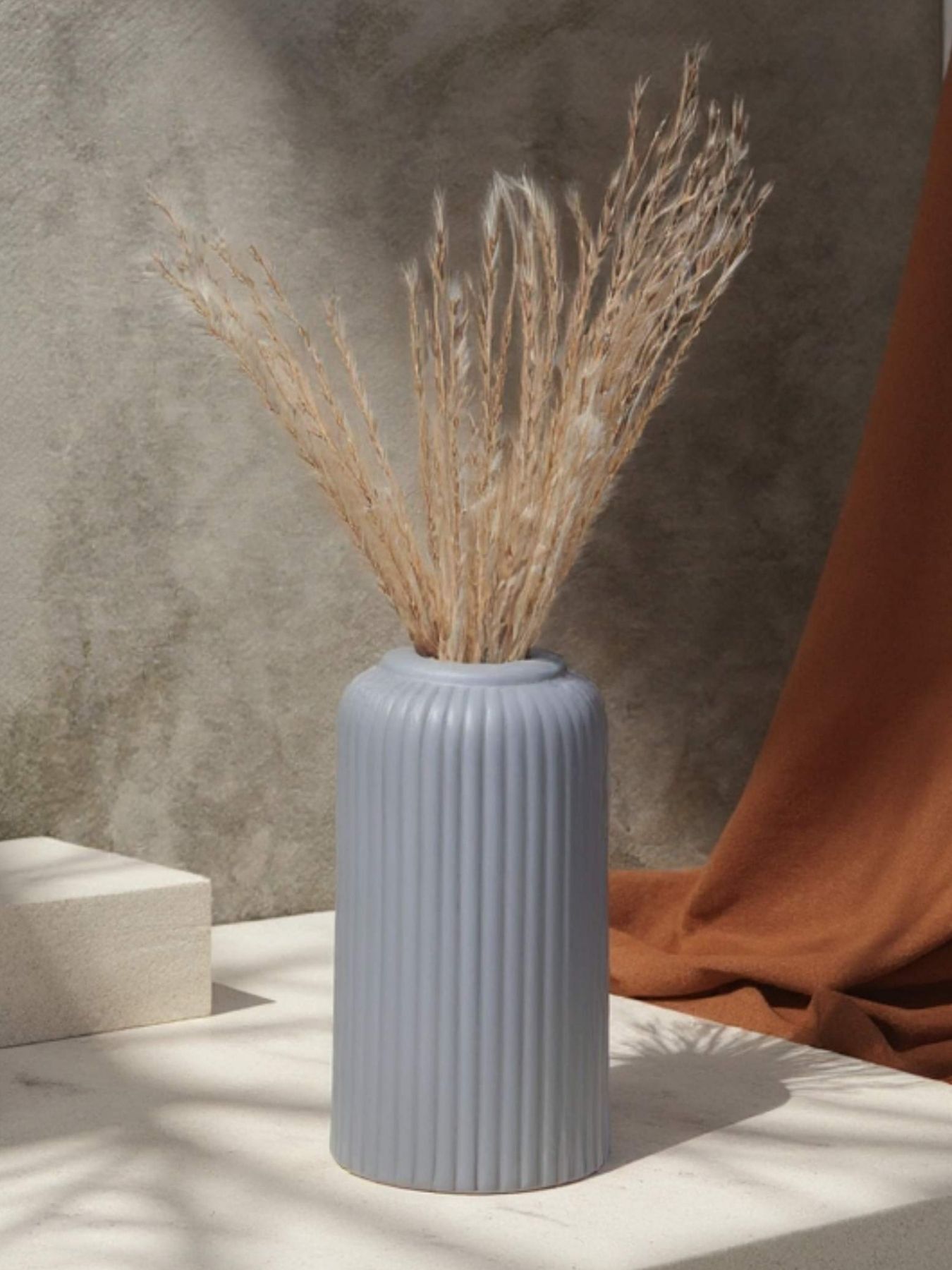 Grey flower vase, ceramic vase, flower vase for living room, home decor items small flower vase