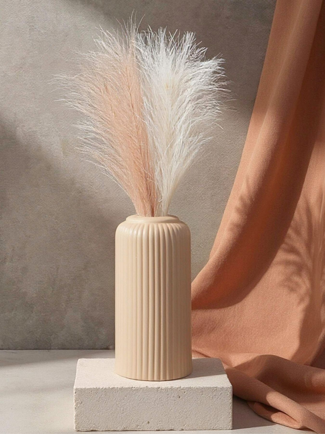 beidge flower vase, ceramic vase, flower vase for living room, home decor items Medium flower vase